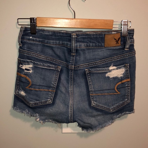 American Eagle Hi Rise Shortie Jean Shorts Size 2 - Picture 2 of 2